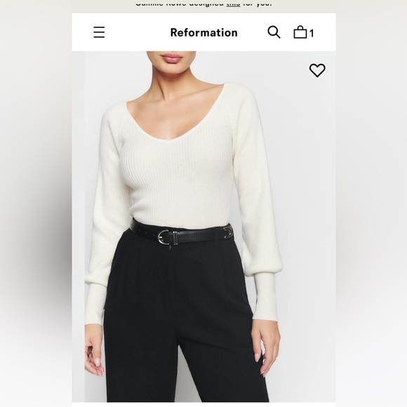 Reformation cashmere hart sweater.  Like new size small - Picture 2 of 2